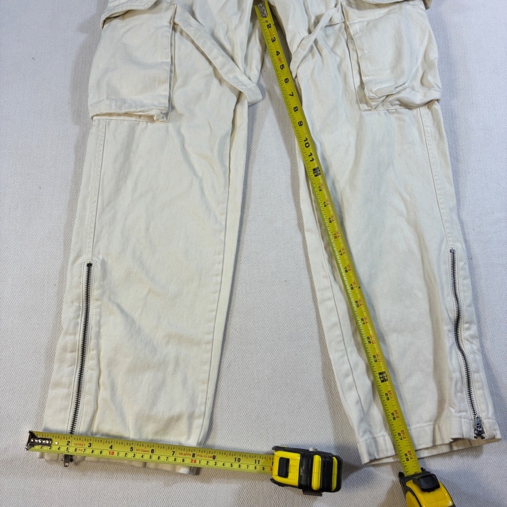 Standard Cloth Urban Outfitters Mens Cargo Pants Cream Strap Zipper Size Medium - Picture 10 of 10